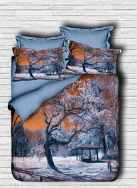 L'essentiel linge de maison Juego de funda nórdica doble con impresión 3D, Azul, Naranja y Blanco